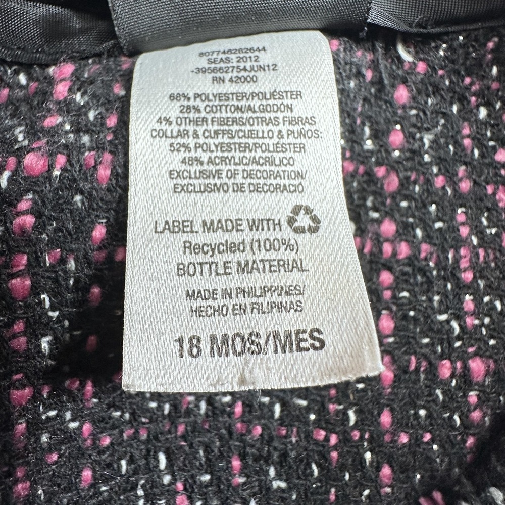 Holiday Editions Coat Girls 12-18 Months Pink Tweed‎ Faux Fur Holiday Dressy - Picture 3 of 6